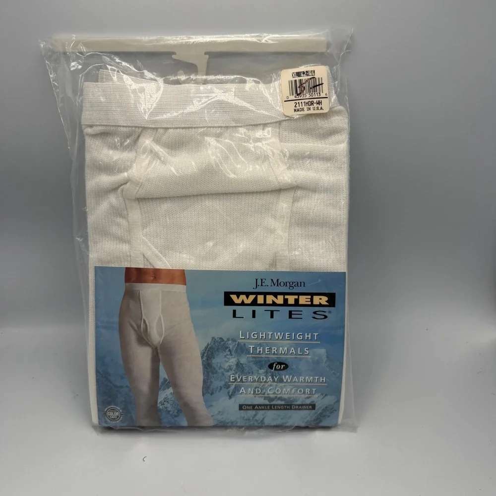 Vintage JE Morgan Winter Lites Mens Thermal Long Johns XL White Made in USA